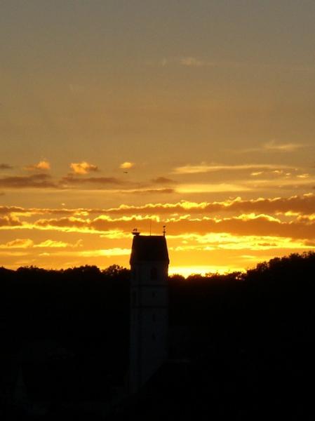 Back home in good old Schwobaländle (Kirchturm mit Storch!)